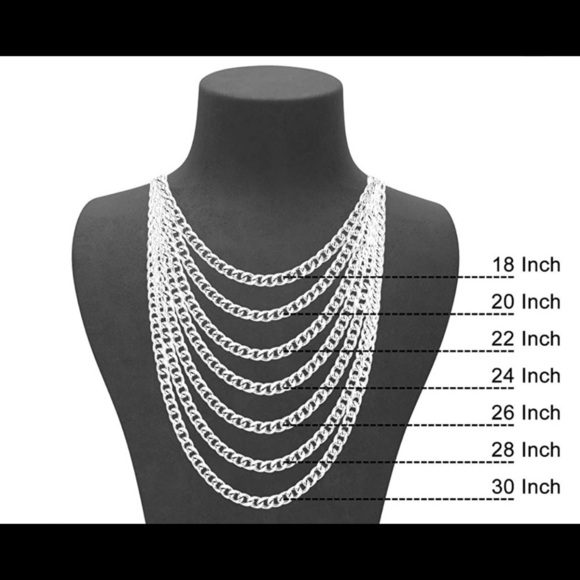 SILVER Cuban chain necklace 6 mm - Picture 2 of 5